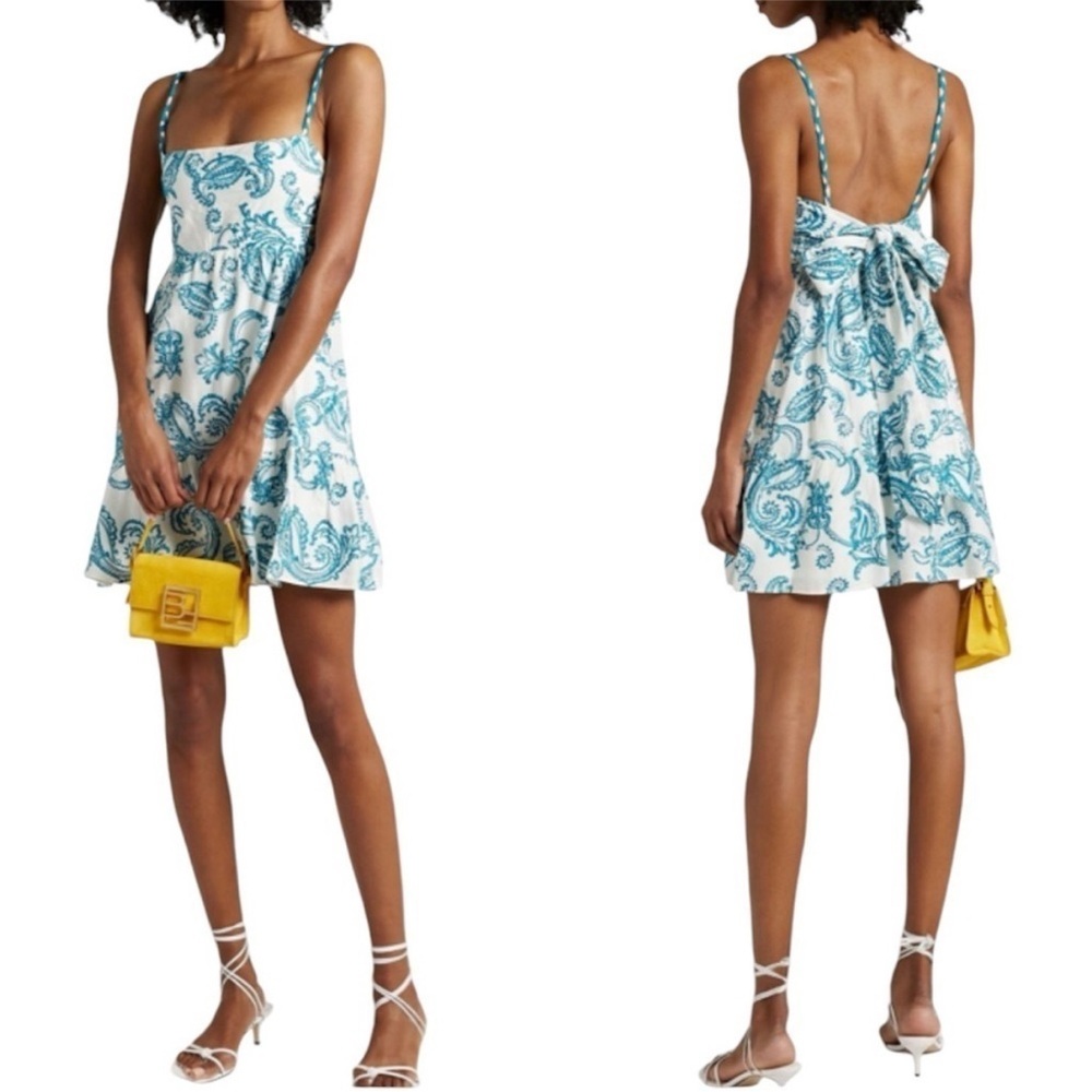 Alice + Olivia Khira Embroidered Tie Dress